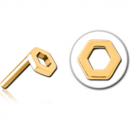 GOLD PVD COATED SURGICAL STEEL THREADLESS ATTACHMENT - HEXAGON PIERCING