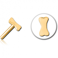 GOLD PVD COATED SURGICAL STEEL THREADLESS ATTACHMENT - BONE PIERCING