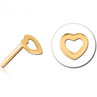GOLD PVD COATED SURGICAL STEEL THREADLESS ATTACHMENT - HEART PIERCING