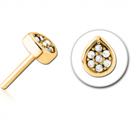 GOLD PVD COATED SURGICAL STEEL JEWELLED THREADLESS ATTACHMENT - DROP PIERCING