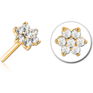 GOLD PVD COATED SURGICAL STEEL JEWELLED THREADLESS ATTACHMENT - FLOWER PIERCING