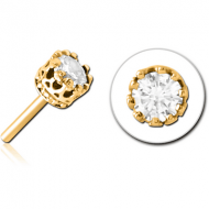 GOLD PVD COATED SURGICAL STEEL JEWELLED THREADLESS ATTACHMENT - CROWN PIERCING