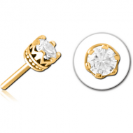 GOLD PVD COATED SURGICAL STEEL JEWELLED THREADLESS ATTACHMENT - CROWN PIERCING
