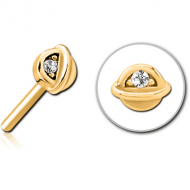 GOLD PVD COATED SURGICAL STEEL JEWELLED THREADLESS ATTACHMENT - HALF OPEN EYE