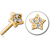 GOLD PVD COATED SURGICAL STEEL JEWELLED THREADLESS ATTACHMENT - STAR PRONGS PIERCING