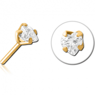 GOLD PVD COATED SURGICAL STEEL JEWELLED THREADLESS ATTACHMENT - HEART PIERCING