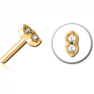 GOLD PVD COATED SURGICAL STEEL JEWELLED THREADLESS ATTACHMENT - TWO GEMS EYES PIERCING
