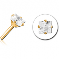 GOLD PVD COATED SURGICAL STEEL JEWELLED THREADLESS ATTACHMENT - SQUARE PIERCING