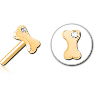 GOLD PVD COATED SURGICAL STEEL JEWELLED THREADLESS ATTACHMENT - BONE