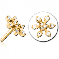 GOLD PVD COATED SURGICAL STEEL JEWELLED THREADLESS ATTACHMENT - SNOWFLAKE PIERCING