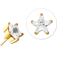 GOLD PVD COATED SURGICAL STEEL JEWELLED THREADLESS ATTACHMENT - STAR PIERCING