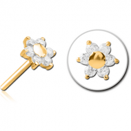 GOLD PVD COATED SURGICAL STEEL JEWELLED THREADLESS ATTACHMENT - FLOWER