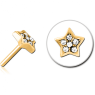 GOLD PVD COATED SURGICAL STEEL JEWELLED THREADLESS ATTACHMENT - STAR PIERCING