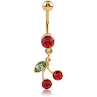 GOLD PVD COATED JEWELLED FASHION NAVEL BANANA PIERCING