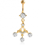 GOLD PVD COATED JEWELLED FASHION NAVEL BANANA PIERCING