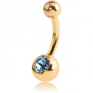 GOLD PVD COATED SURGICAL STEEL JEWELLED MINI NAVEL BANANA