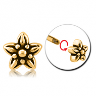 GOLD PVD COATED SURGICAL STEEL ATTACHMENT FOR 1.6 MM THREADED PIN - FLOWER PIERCING