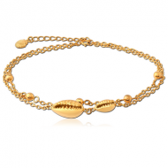 GOLD PVD COATED SURGICAL STEEL ANKLET - SHELL