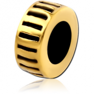 GOLD PVD COATED SURGICAL STEEL BEAD 5.0 - 5.2 MM HOLE - STRIPES