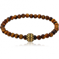 GOLD PVD COATED SURGICAL STEEL ELLASTIC BRACELET WITH STONE BEADS