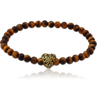 GOLD PVD COATED SURGICAL STEEL ELLASTIC BRACELET WITH STONE BEADS