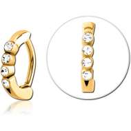 GOLD PVD COATED SURGICAL STEEL JEWELLED BELLY CLICKER PIERCING