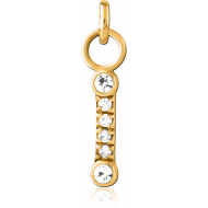 GOLD PVD COATED SURGICAL STEEL JEWELLED CHARM