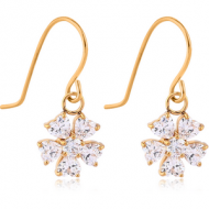 GOLD PVD COATED SURGICAL STEEL JEWELLED EARRINGS - FLOWER