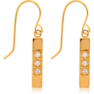 GOLD PVD COATED SURGICAL STEEL JEWELLED EARRINGS - RHOMBUS