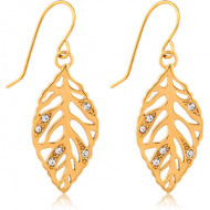GOLD PVD COATED SURGICAL STEEL EARRINGS - BIG LEAFS