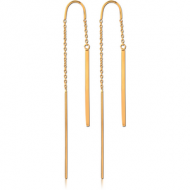 GOLD PVD COATED SURGICAL STEEL CHAIN EARRINGS PAIR - HANGING BARS