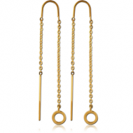 GOLD PVD COATED SURGICAL STEEL CHAIN EARRINGS PAIR - HOOP