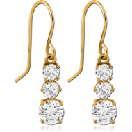 GOLD PVD COATED SURGICAL STEEL JEWELLED EARRINGS