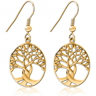 GOLD PVD COATED SURGICAL STEEL EARRINGS PAIR - TREE OF LIFE