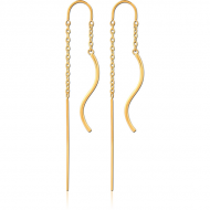 GOLD PVD COATED SURGICAL STEEL CHAIN EARRINGS PAIR