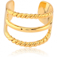 GOLD PVD COATED SURGICAL STEEL EAR CUFF - TWO ROPES