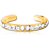 GOLD PVD COATED SURGICAL STEEL JEWELLED EAR CUFF