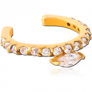 GOLD PVD COATED SURGICAL STEEL JEWELLED EAR CUFF
