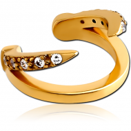 GOLD PVD COATED SURGICAL STEEL JEWELLED EAR CUFF