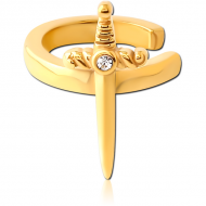 GOLD PVD COATED SURGICAL STEEL JEWELLED EAR CUFF