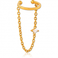 GOLD PVD COATED SURGICAL STEEL JEWELLED EAR CUFF
