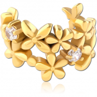 GOLD PVD COATED SURGICAL STEEL JEWELLED EAR CUFF