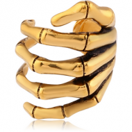 GOLD PVD COATED SURGICAL STEEL EAR CUFF - SKELETON HAND