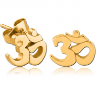 GOLD PVD COATED SURGICAL STEEL EAR STUDS PAIR