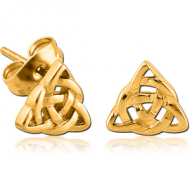 GOLD PVD COATED SURGICAL STEEL EAR STUDS PAIR