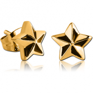 GOLD PVD COATED SURGICAL STEEL EAR STUDS PAIR