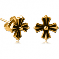 GOLD PVD COATED SURGICAL STEEL EAR STUDS PAIR