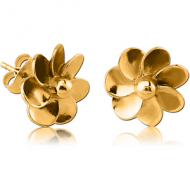 GOLD PVD COATED SURGICAL STEEL EAR STUDS PALR