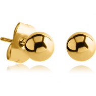 GOLD PVD COATED SURGICAL STEEL EAR STUDS PAIR - BALL 3MM
