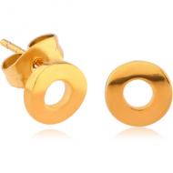 GOLD PVD COATED SURGICAL STEEL EAR STUDS PAIR - CIRCLE